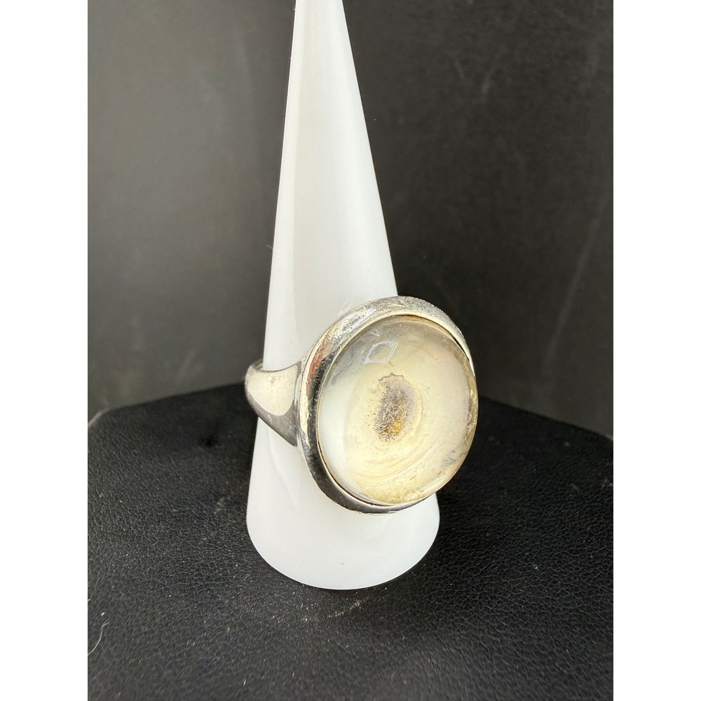 Vintage RLM Sterling Silver Statement Ring Domed Cabochon Mustard Seed Size‎ 9.5
